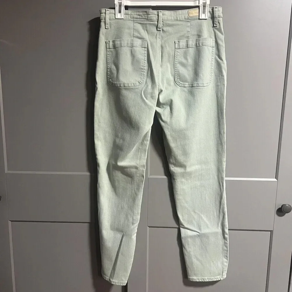 Anthropologie AG Vintage Stevie Ankle Button Up Slim Straight Jeans Green 32R - Picture 5 of 9